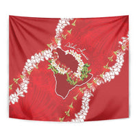 Hawaii Island Flowers Lei Tapestry Ohia Lehua Scarlet Red