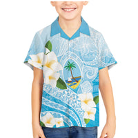 Guam Chamorro Guasali Flowers Family Matching Mermaid Dress and Hawaiian Shirt Aqua Gradient LT7 Son's Shirt Aquamarine - Polynesian Pride
