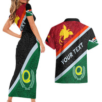 Personalised Penama and Papua New Guinea Day Couples Matching Short Sleeve Bodycon Dress and Hawaiian Shirt Emblem Mix Style LT7 - Polynesian Pride