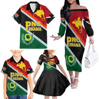 Personalised Penama and Papua New Guinea Day Family Matching Off Shoulder Long Sleeve Dress and Hawaiian Shirt Emblem Mix Style LT7 - Polynesian Pride
