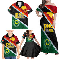 Personalised Penama and Papua New Guinea Day Family Matching Off Shoulder Maxi Dress and Hawaiian Shirt Emblem Mix Style LT7 - Polynesian Pride