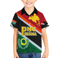 Personalised Penama and Papua New Guinea Day Family Matching Short Sleeve Bodycon Dress and Hawaiian Shirt Emblem Mix Style LT7 Son's Shirt Colorful - Polynesian Pride
