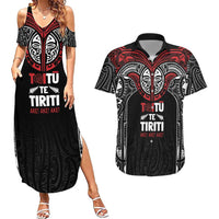 Aotearoa Maori Personalized Couples Matching Summer Maxi Dress and Hawaiian Shirt Toitu Te Tiriti Ake! Ake! Ake! LT7 Black - Polynesian Pride