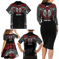 Aotearoa Maori Personalized Family Matching Long Sleeve Bodycon Dress and Hawaiian Shirt Toitu Te Tiriti Ake! Ake! Ake! LT7 - Polynesian Pride