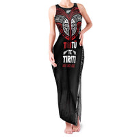 Aotearoa Maori Personalized Family Matching Tank Maxi Dress and Hawaiian Shirt Toitu Te Tiriti Ake! Ake! Ake! LT7 Mom's Dress Black - Polynesian Pride