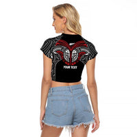 Aotearoa Maori Personalized Raglan Cropped T Shirt Toitu Te Tiriti Ake! Ake! Ake!
