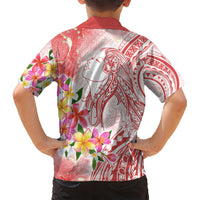 Polynesian Women's Day Wahine Kid Hawaiian Shirt Plumeria Marble Glaze - Pink LT7 - Polynesian Pride