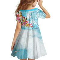 Polynesian Women's Day Wahine Family Matching Summer Maxi Dress and Hawaiian Shirt Plumeria Marble Glaze - Turquoise LT7 - Polynesian Pride