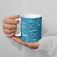 Pasifika Women's Day - Samoa Siapo Malu Tattoo Inspired Ceramic Mug Turquoise