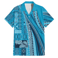 Pasifika Women's Day - Samoa Siapo Malu Tattoo Inspired Family Matching Puletasi and Hawaiian Shirt Turquoise LT7 Dad's Shirt - Short Sleeve Turquoise - Polynesian Pride