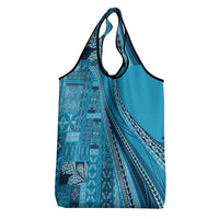 Pasifika Women's Day - Samoa Siapo Malu Tattoo Inspired Grocery Bag Turquoise
