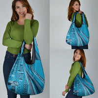 Pasifika Women's Day - Samoa Siapo Malu Tattoo Inspired Grocery Bag Turquoise