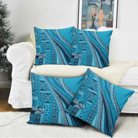 Pasifika Women's Day - Samoa Siapo Malu Tattoo Inspired Pillow Cover Turquoise