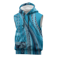 Pasifika Women's Day - Samoa Siapo Malu Tattoo Inspired Sleeveless Hoodie Turquoise