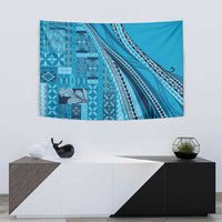 Pasifika Women's Day - Samoa Siapo Malu Tattoo Inspired Tapestry Turquoise
