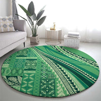Pasifika Women's Day - Samoa Siapo Malu Tattoo Inspired Round Carpet Jade