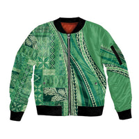 Pasifika Women's Day - Samoa Siapo Malu Tattoo Inspired Sleeve Zip Bomber Jacket Jade