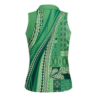 Pasifika Women's Day - Samoa Siapo Malu Tattoo Inspired Women Sleeveless Polo Shirt Jade