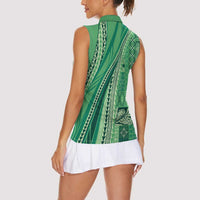 Pasifika Women's Day - Samoa Siapo Malu Tattoo Inspired Women Sleeveless Polo Shirt Jade