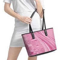 Pasifika Women's Day - Samoa Siapo Malu Tattoo Inspired Leather Tote Bag Pink