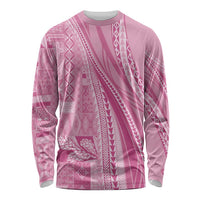 Pasifika Women's Day - Samoa Siapo Malu Tattoo Inspired Long Sleeve Shirt Pink