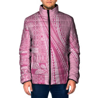 Pasifika Women's Day - Samoa Siapo Malu Tattoo Inspired Padded Jacket Pink LT7 Men Pink - Polynesian Pride