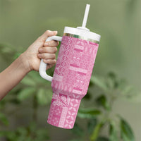 Pasifika Women's Day - Samoa Siapo Malu Tattoo Inspired Tumbler With Handle Pink