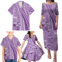 Pasifika Women's Day - Samoa Siapo Malu Tattoo Inspired Family Matching Puletasi and Hawaiian Shirt Lavender LT7 - Polynesian Pride