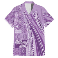 Pasifika Women's Day - Samoa Siapo Malu Tattoo Inspired Family Matching Short Sleeve Bodycon Dress and Hawaiian Shirt Lavender LT7 Dad's Shirt - Short Sleeve Lavender - Polynesian Pride