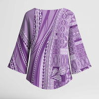 Pasifika Women's Day - Samoa Siapo Malu Tattoo Inspired Kimono Sleeve Blouse Lavender