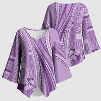 Pasifika Women's Day - Samoa Siapo Malu Tattoo Inspired Kimono Sleeve Blouse Lavender