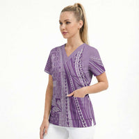 Pasifika Women's Day - Samoa Siapo Malu Tattoo Inspired Scrub Top Lavender