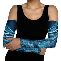 Pasifika Women's Day - Samoa Siapo Malu Tattoo Inspired Arm Sleeves Navy Blue