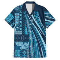 Pasifika Women's Day - Samoa Siapo Malu Tattoo Inspired Family Matching Short Sleeve Bodycon Dress and Hawaiian Shirt Navy Blue LT7 Dad's Shirt - Short Sleeve Navy Blue - Polynesian Pride