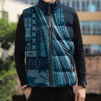 Pasifika Women's Day - Samoa Siapo Malu Tattoo Inspired Sleeveless Puffer Jacket Navy Blue