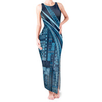 Pasifika Women's Day - Samoa Siapo Malu Tattoo Inspired Tank Maxi Dress Navy Blue