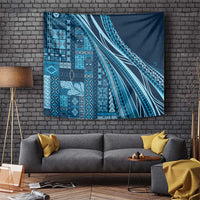 Pasifika Women's Day - Samoa Siapo Malu Tattoo Inspired Tapestry Navy Blue