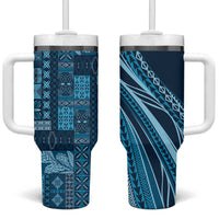 Pasifika Women's Day - Samoa Siapo Malu Tattoo Inspired Tumbler With Handle Navy Blue