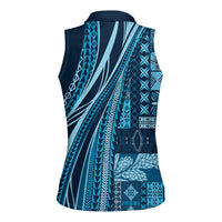 Pasifika Women's Day - Samoa Siapo Malu Tattoo Inspired Women Sleeveless Polo Shirt Navy Blue