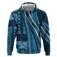 Pasifika Women's Day - Samoa Siapo Malu Tattoo Inspired Zip Hoodie Navy Blue