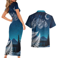 New Zealand Matariki Couples Matching Short Sleeve Bodycon Dress and Hawaiian Shirt Starry Night Style LT7 - Polynesian Pride