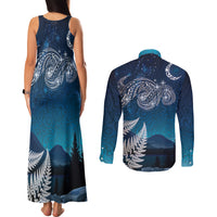 New Zealand Matariki Couples Matching Tank Maxi Dress and Long Sleeve Button Shirt Starry Night Style LT7 - Polynesian Pride