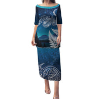 New Zealand Matariki Family Matching Puletasi and Hawaiian Shirt Starry Night Style LT7 Mom's Dress Navy - Polynesian Pride