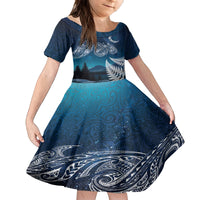 New Zealand Matariki Family Matching Tank Maxi Dress and Hawaiian Shirt Starry Night Style LT7 Daughter's Dress Navy - Polynesian Pride
