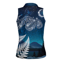 New Zealand Matariki Women Sleeveless Polo Shirt Starry Night Style LT7 - Polynesian Pride