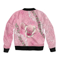 Hawaii Maui Island Flowers Lei Bomber Jacket Lokelani Rose Pink