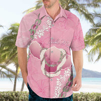 Hawaii Maui Island Flowers Lei Hawaiian Shirt Lokelani Rose Pink
