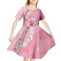 Hawaii Maui Island Flowers Lei Kid Short Sleeve Dress Lokelani Rose Pink LT7 - Polynesian Pride