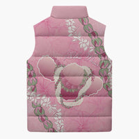 Hawaii Maui Island Flowers Lei Sleeveless Puffer Jacket Lokelani Rose Pink