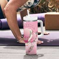 Hawaii Maui Island Flowers Lei Tumbler With Handle Lokelani Rose Pink